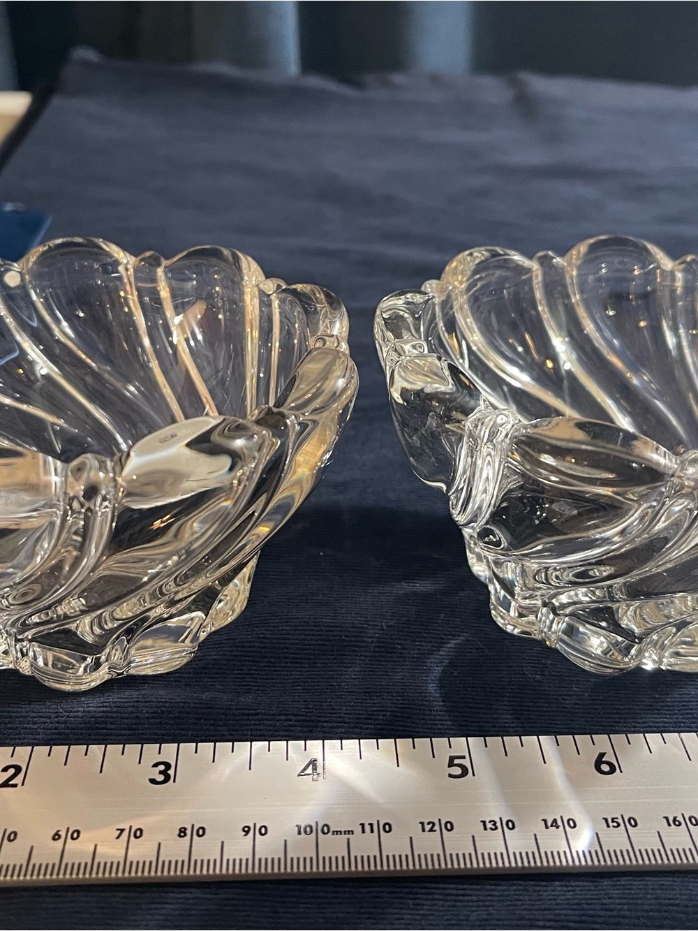 Mikasa Clear Crystal peppermint Swirl votive candle holder - Pair